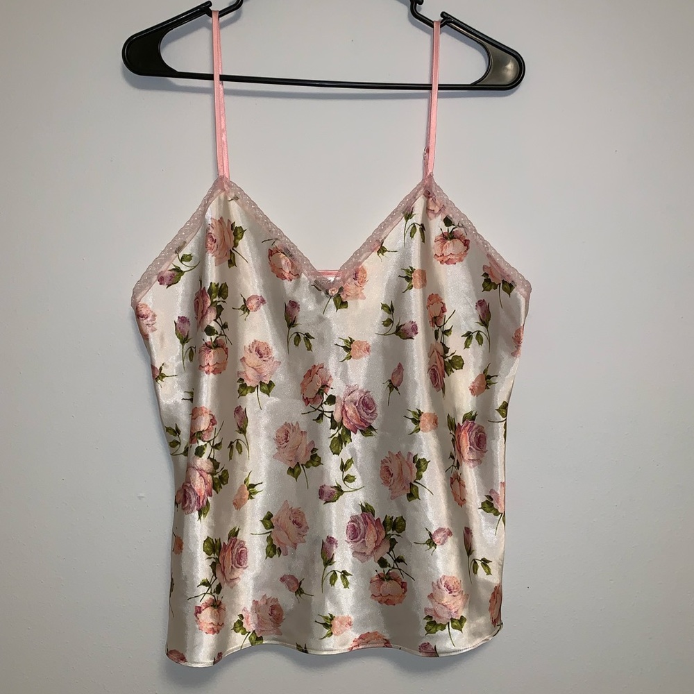 Pretty floral print silky lingerie top